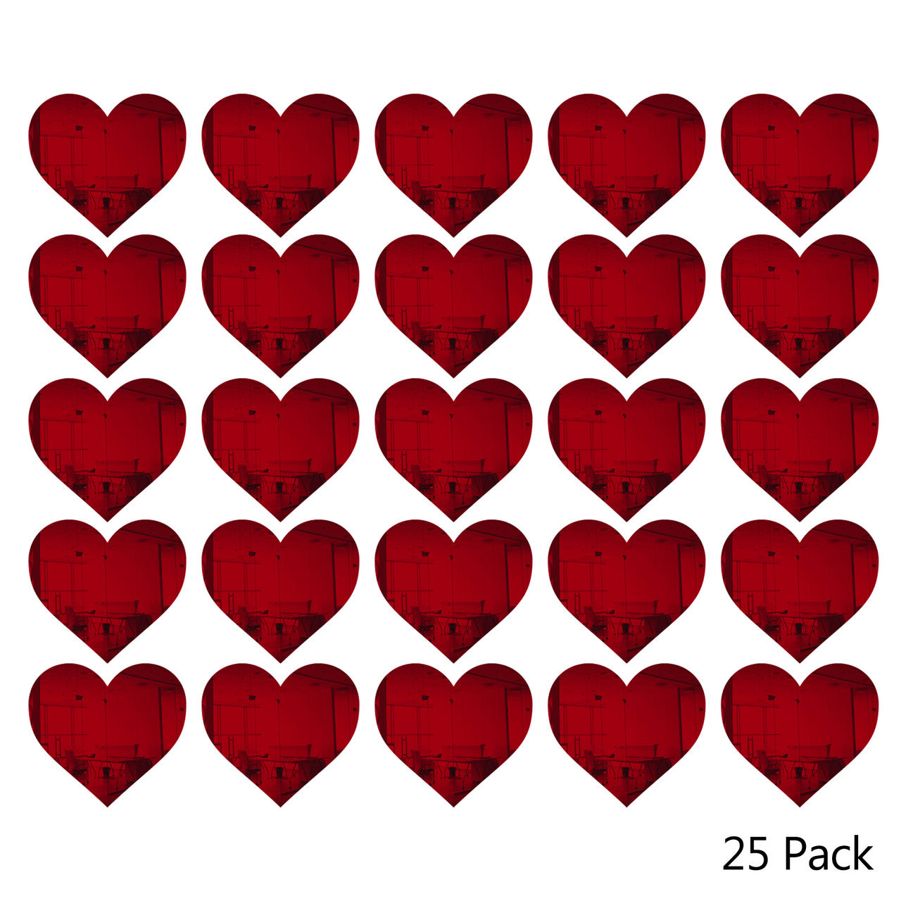 25 Pack Heart Shaped Mirror Acrylic Pieces for Arts and Crafts