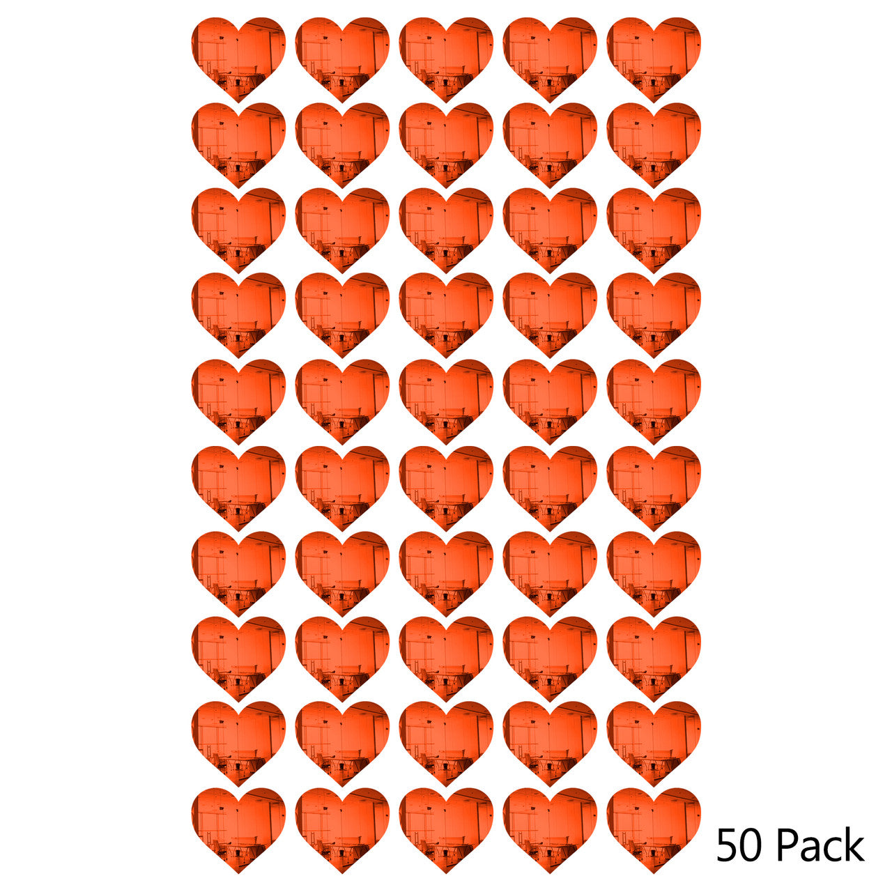 50 Pack Heart Shaped Mirror Acrylic Pieces for Arts and Crafts