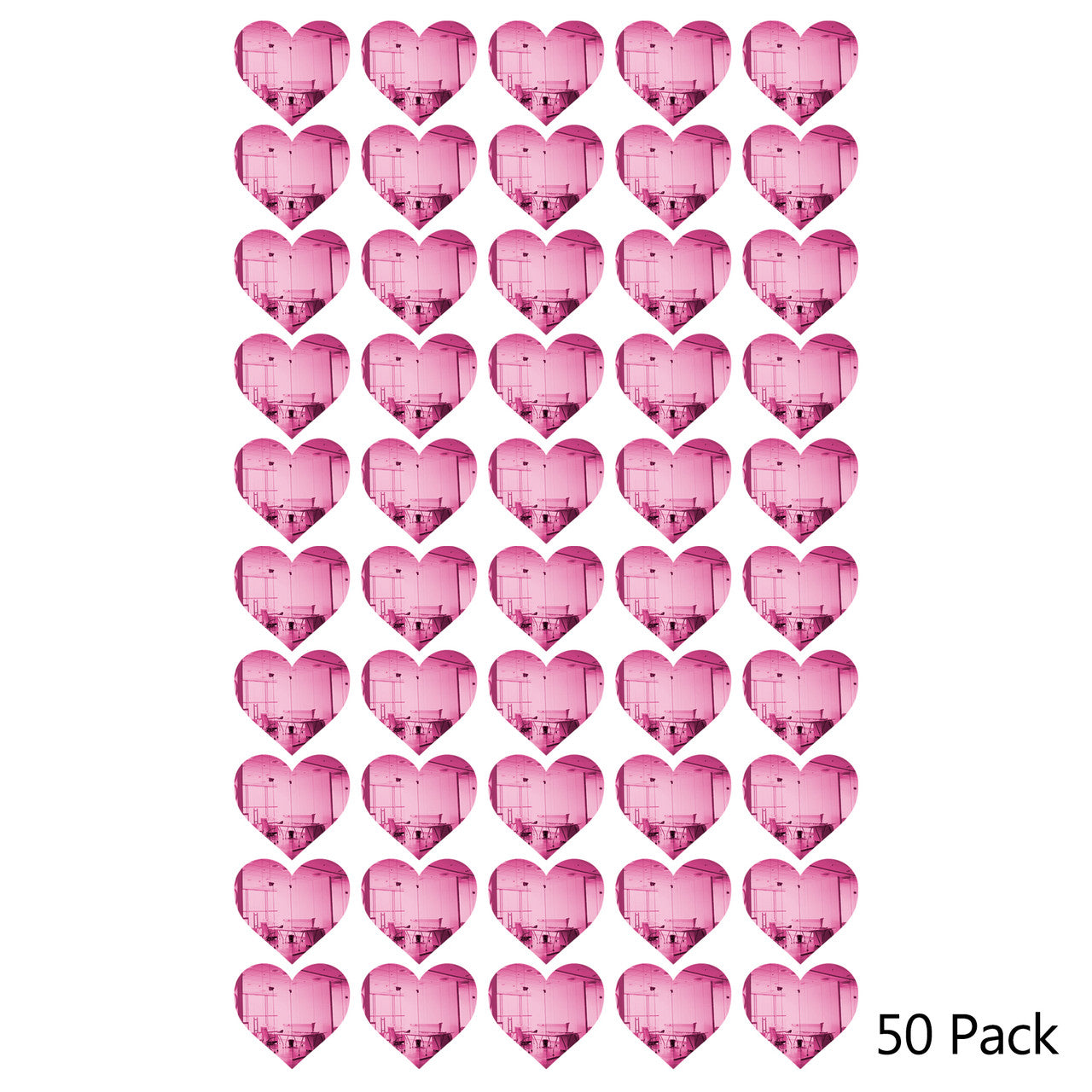 50 Pack Heart Shaped Mirror Acrylic Pieces for Arts and Crafts