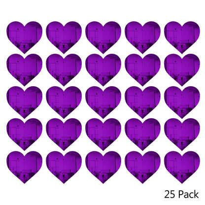 25 Pack Heart Shaped Mirror Acrylic Pieces for Arts and Crafts