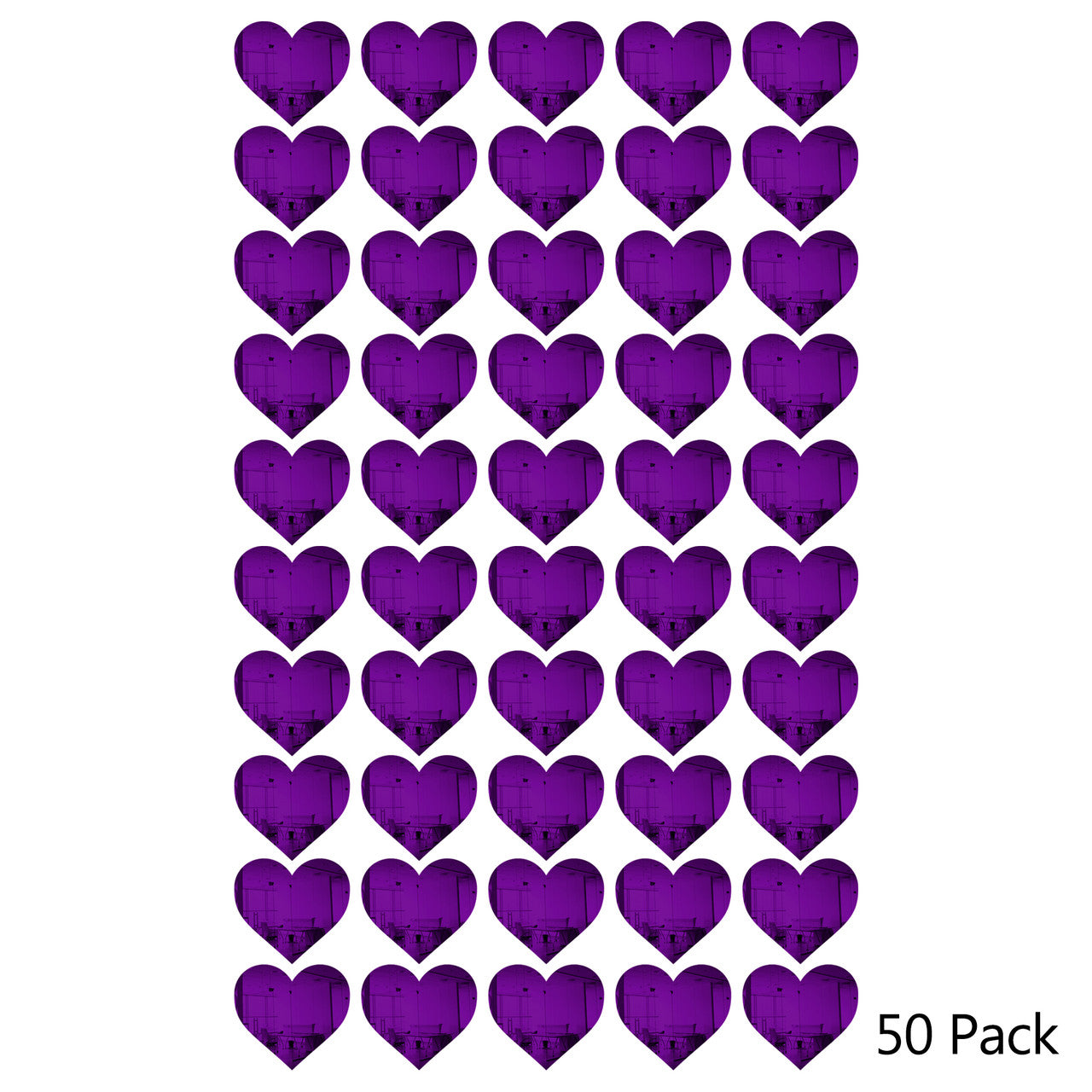 50 Pack Heart Shaped Mirror Acrylic Pieces for Arts and Crafts