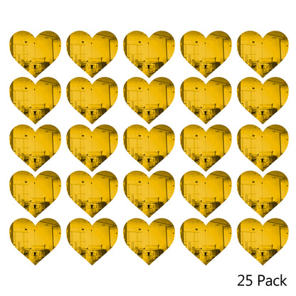 25 Pack Heart Shaped Mirror Acrylic Pieces for Arts and Crafts