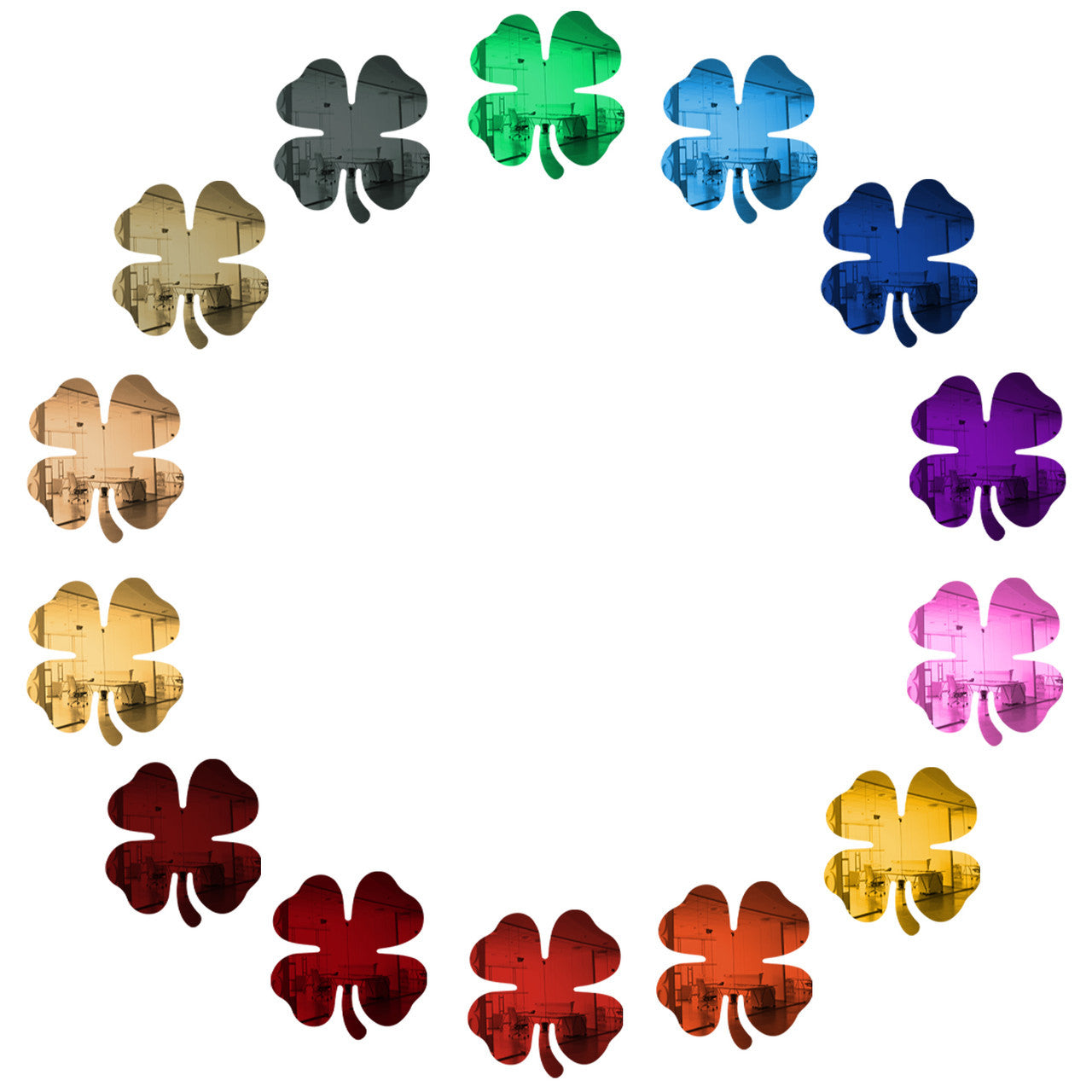 50 Pack Shamrock Shape Acrylic Mirror Tiles Crafts Select Color