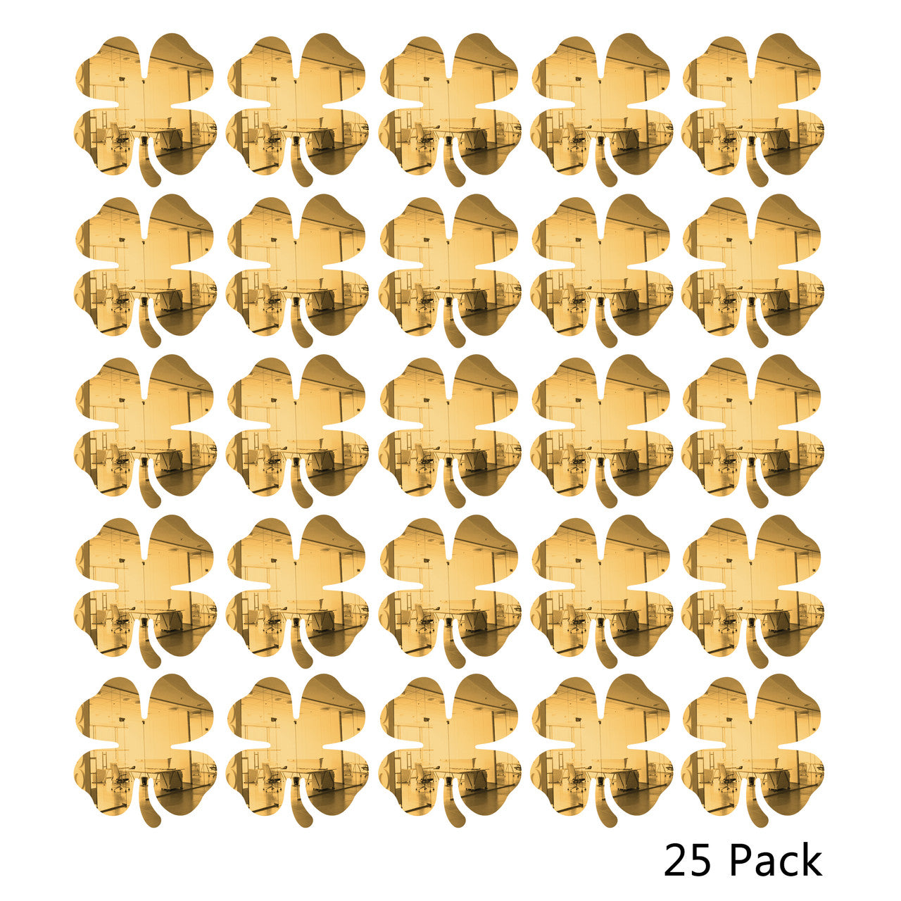 25 Pack Shamrock Shape Acrylic Mirror Tiles Crafts Select Color