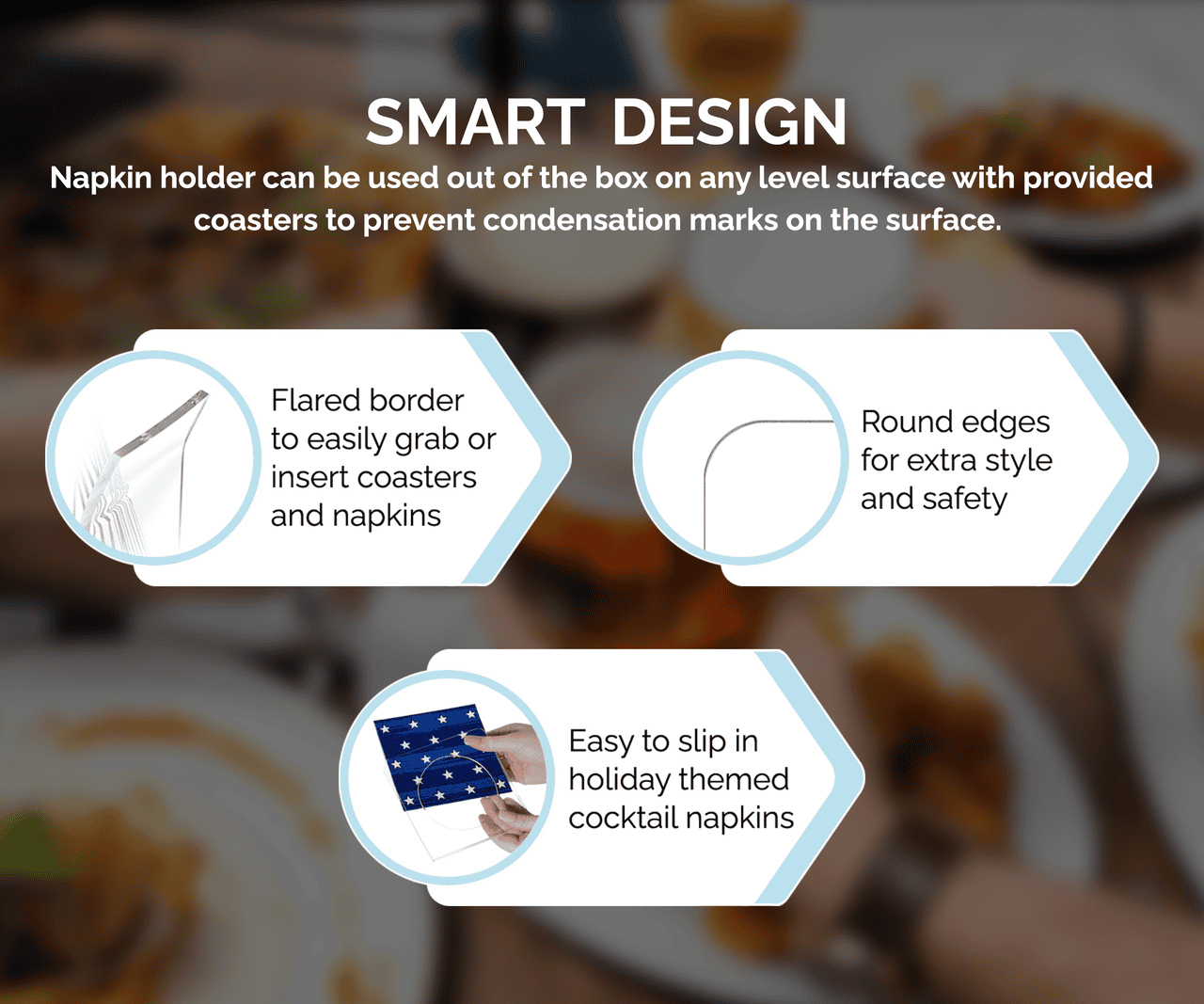 U-Shape Napkin Holder with Cocktail Napkin Coasters 5 Piece Set