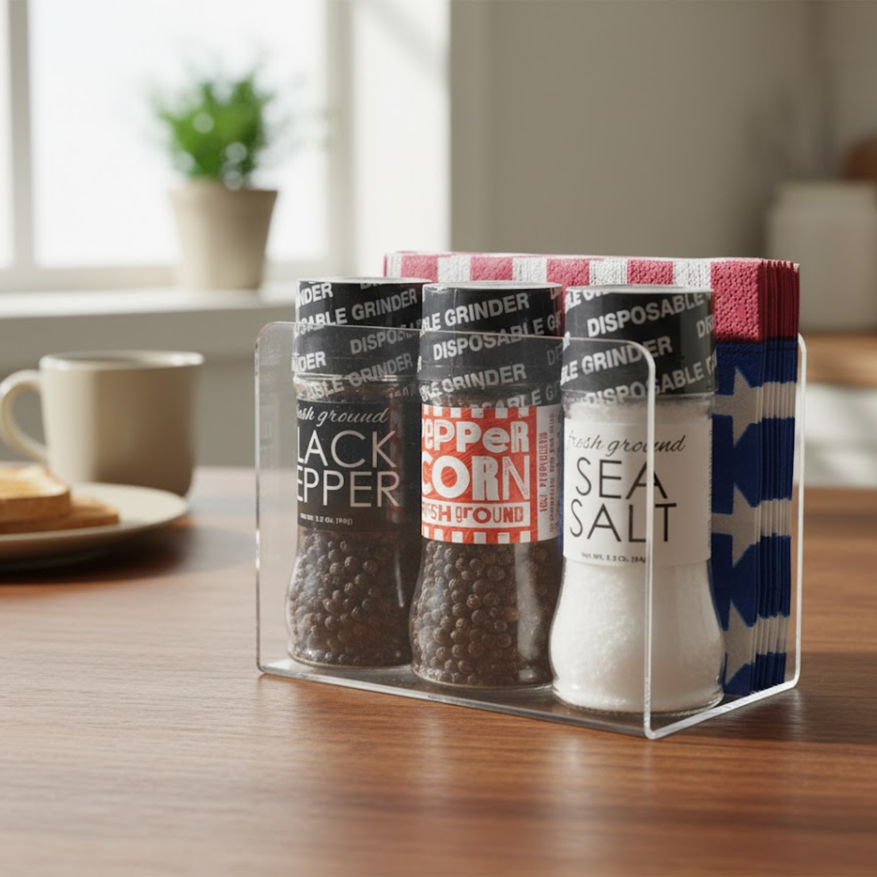 Napkin Holder Upright Tabletop Stand Thick Clear Acrylic