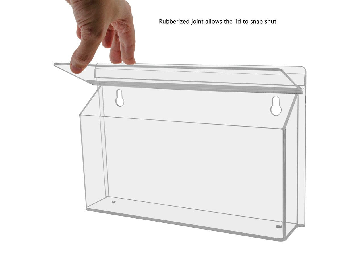 11"W x 4"H Outdoor Trifold Holder Wall Brochure Box with Lid