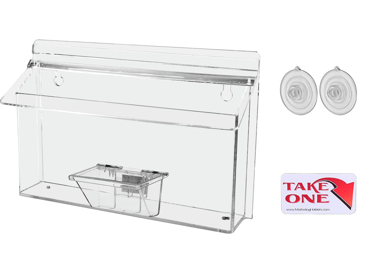 11"W x 4"H Suction Cup Outdoor Trifold Holder with Card Box