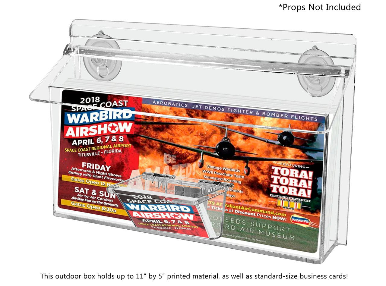 11"W x 4"H Suction Cup Outdoor Trifold Holder with Card Box