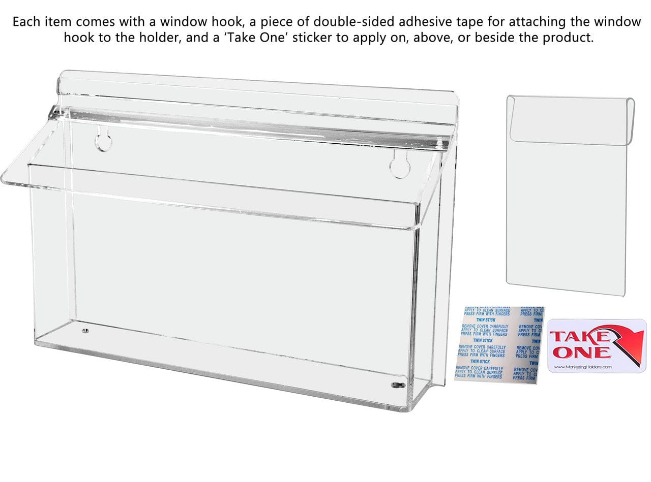 11"W x 4"H Outdoor Window Hook Trifold Holder Brochure Box
