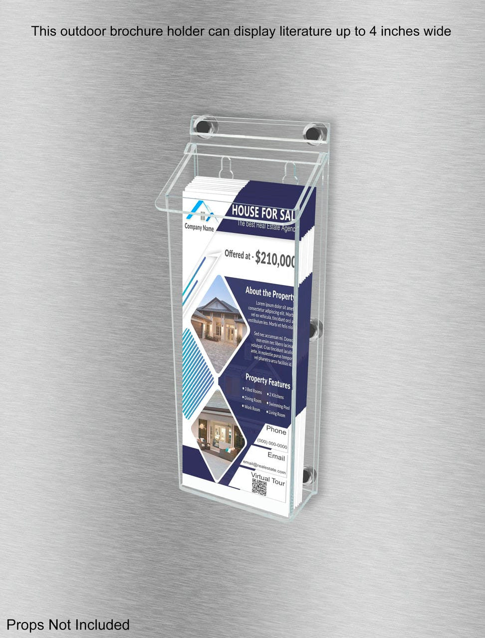 4"W x 11"H Magnetic Outdoor Brochure Holder Trifold Box with Lid