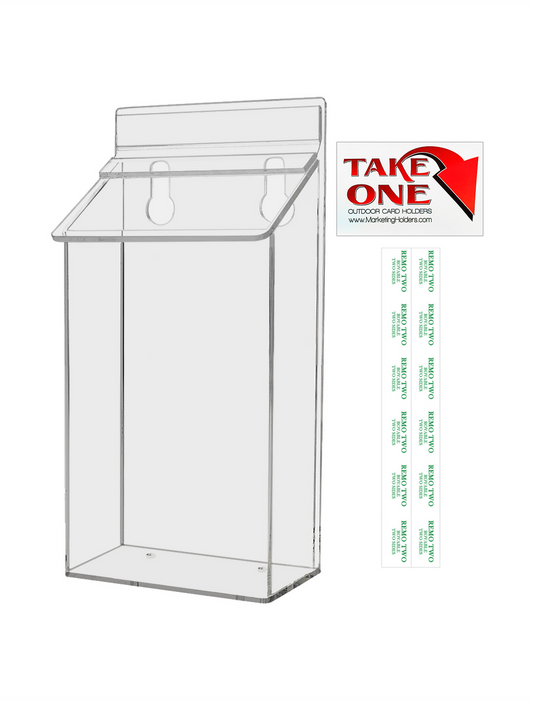 4"W x 6"H Outdoor Postcard Holder Wall Brochure Box with Lid