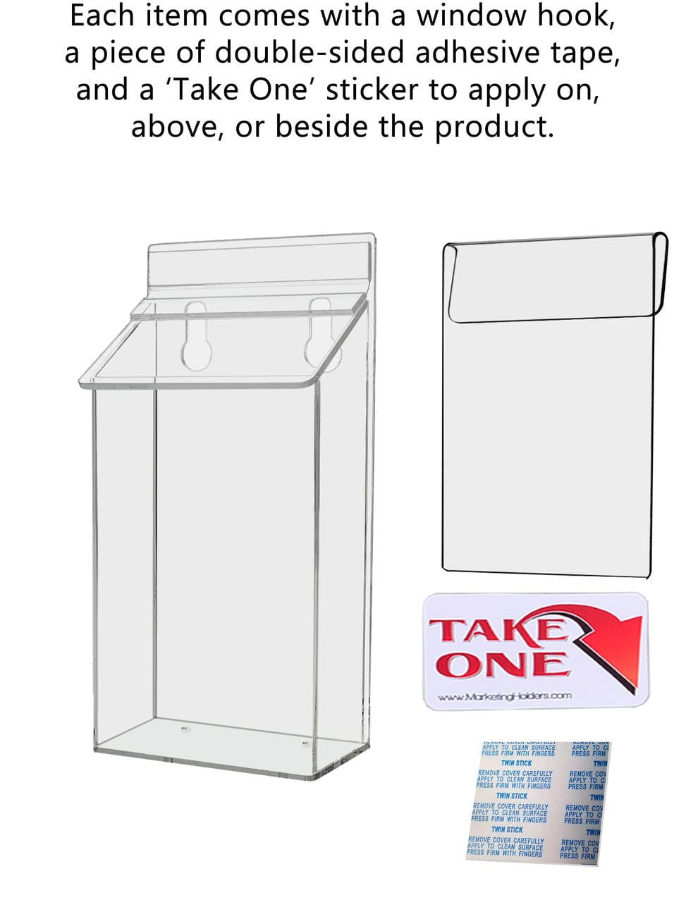 4"W x 6"H Outdoor Window Hook Postcard Holder Brochure Box