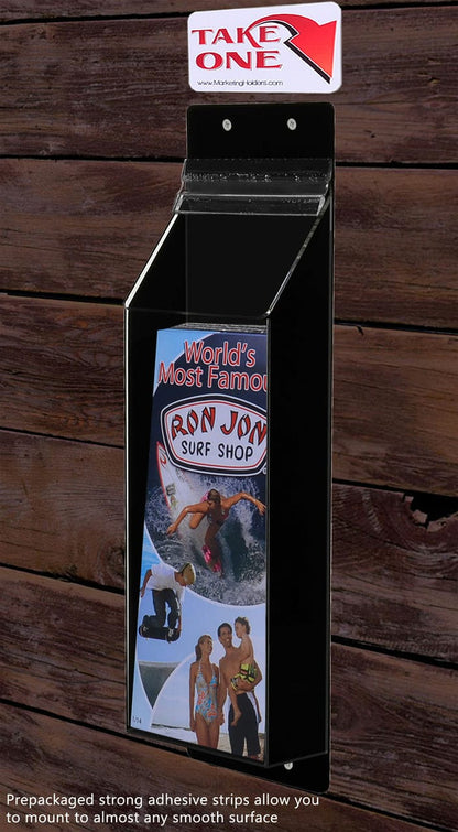 4"W x 9"H Outdoor Brochure Holder Wall Clear and Black Box