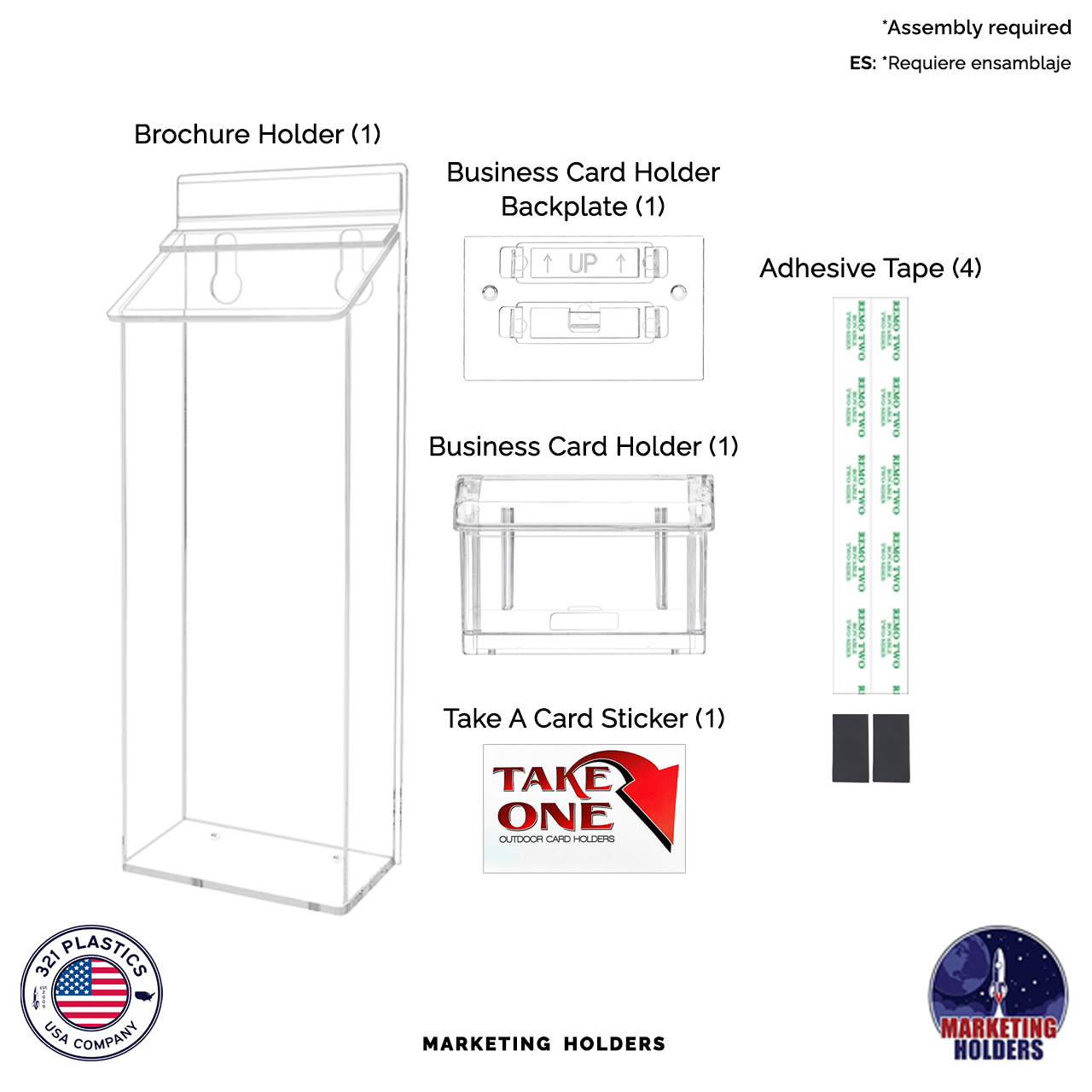 4"W x 9"H Outdoor Brochure Holder with Lid and Grab A Card Box