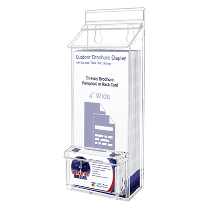 4"W x 9"H Outdoor Brochure Holder with Lid and Grab A Card Box