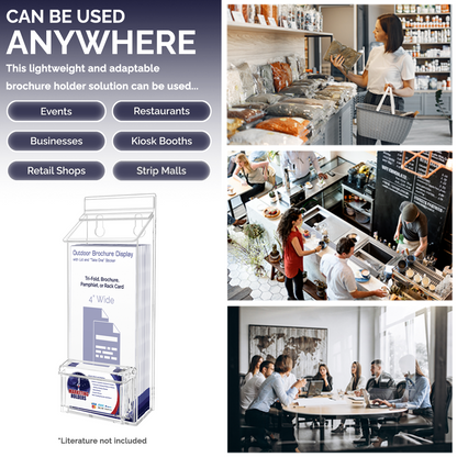 4"W x 9"H Outdoor Brochure Holder with Lid and Grab A Card Box