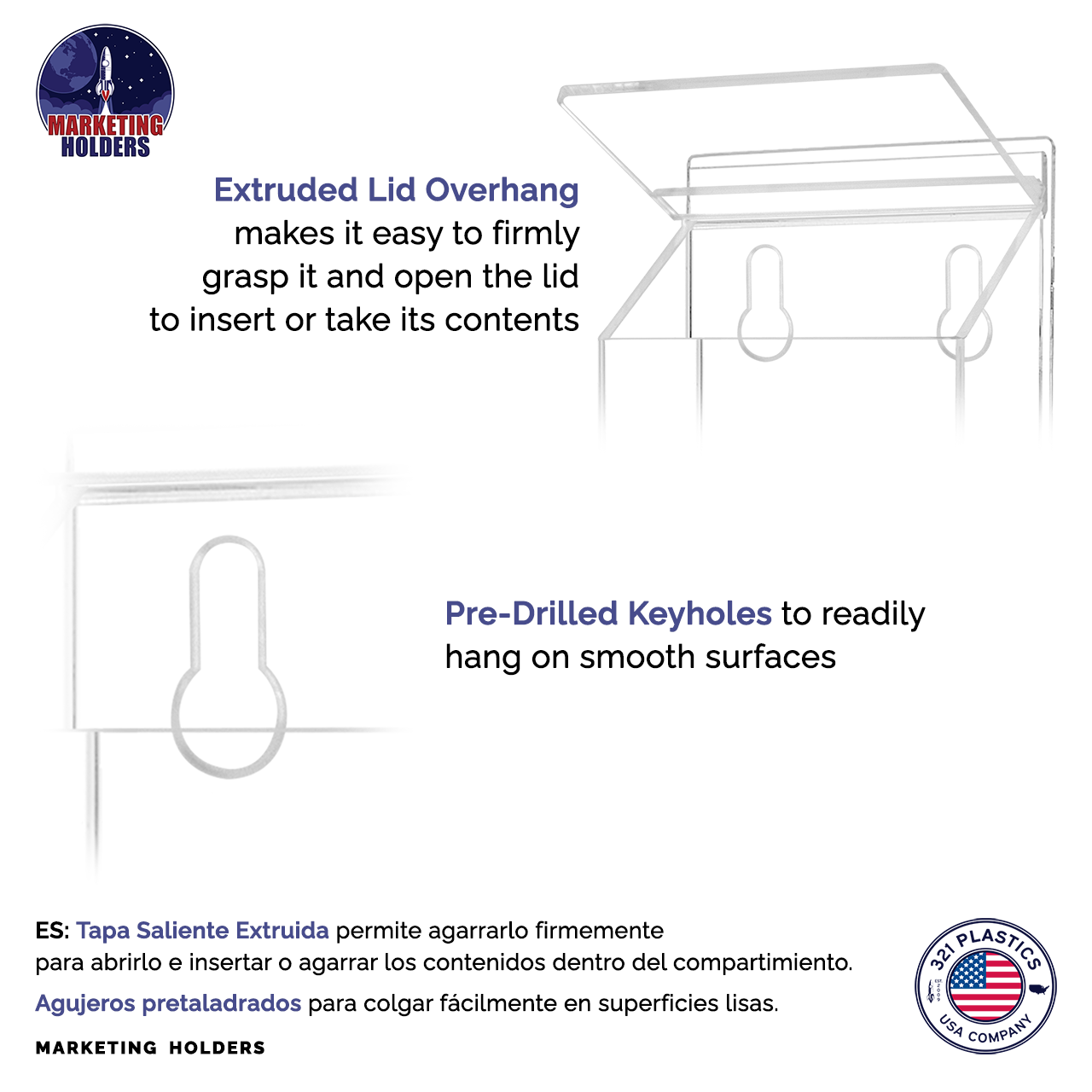 4"W x 9"H Magnetic Outdoor Brochure Holder Trifold Box with Lid