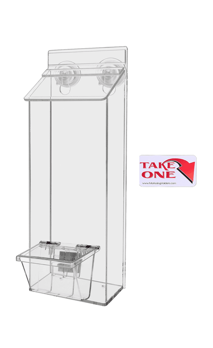 4"W x 9"H Suction Cup Outdoor Brochure Holder with Card Box