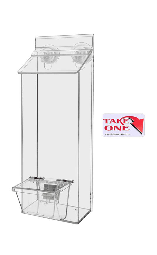 4"W x 9"H Suction Cup Outdoor Brochure Holder with Card Box