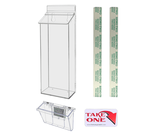 4"W x 9"H Outdoor Trifold Holder Wall Brochure Bin with Card Box