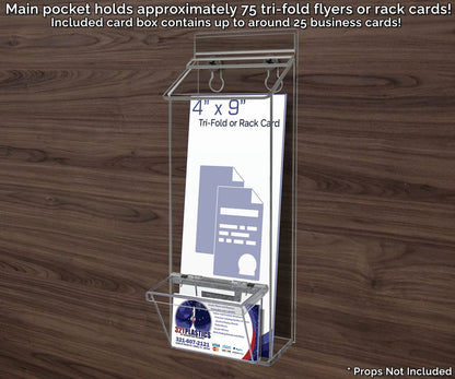 4"W x 9"H Outdoor Trifold Holder Wall Brochure Bin with Card Box