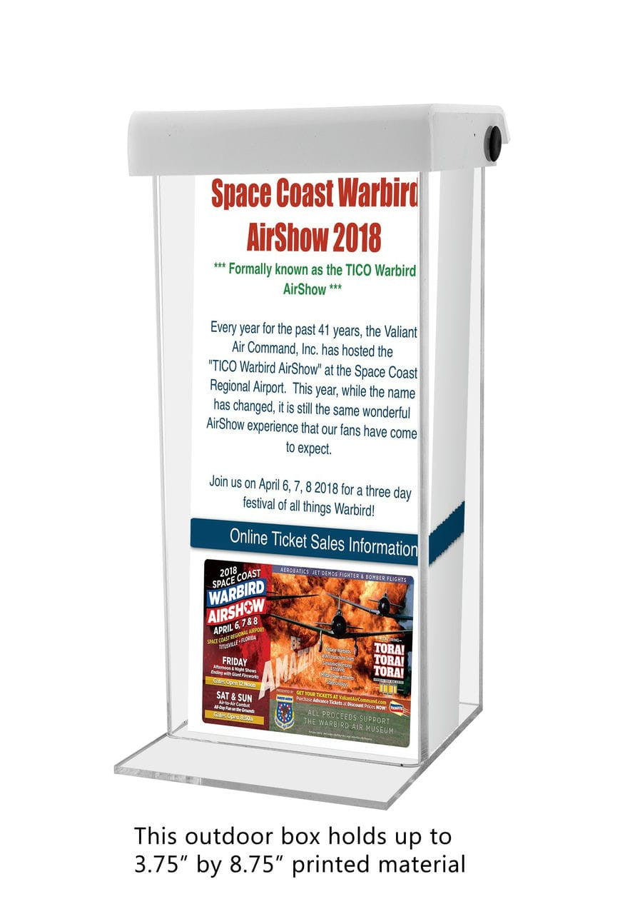 3.75"W x 8.75"H Outdoor Trifold Countertop Box with White Lid