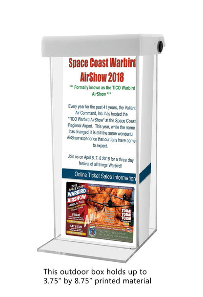 3.75"W x 8.75"H Outdoor Trifold Countertop Box with White Lid