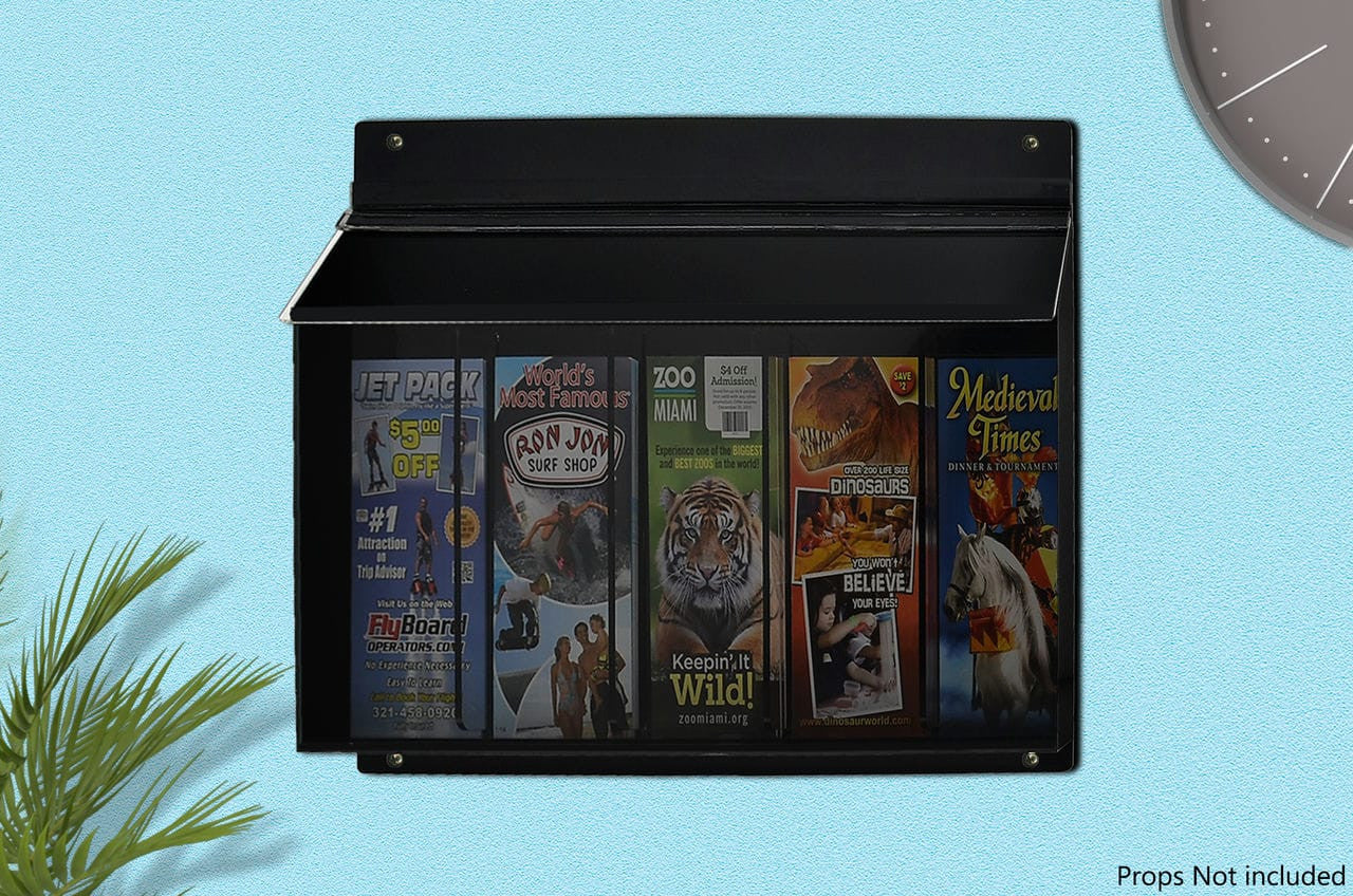 4"W x 9"H Outdoor Brochure Holder Wall Clear and Black Box