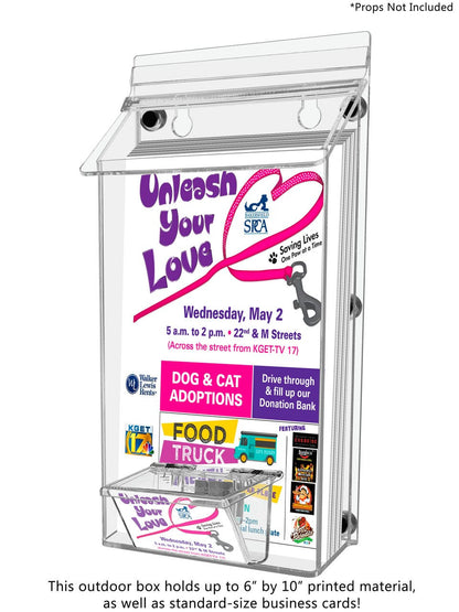 6"W x 10"H Magnetic Outdoor Bifold Brochure Holder with Card Box