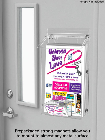6"W x 10"H Magnetic Outdoor Bifold Brochure Holder with Card Box