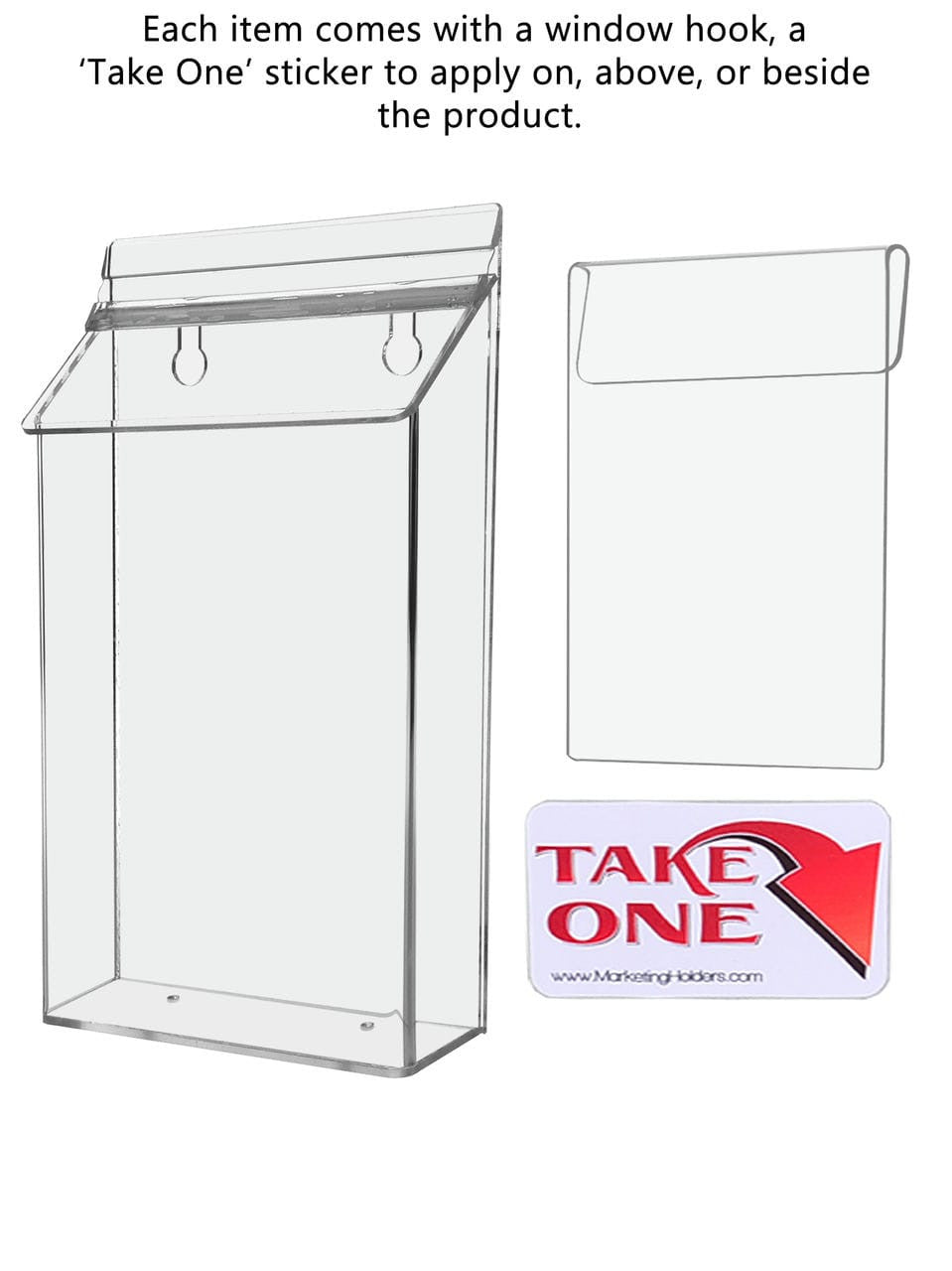 6"W x 10"H Outdoor Window Hook Bifold Holder Brochure Box