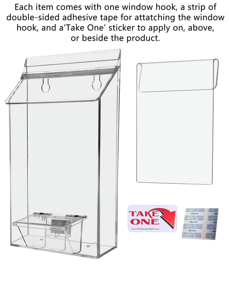 6"W x 10"H Outdoor Window Hook Brochure Holder with Card Box