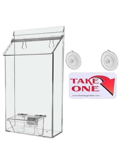 6"W x 10"H Suction Cup Outdoor Booklet Holder with Card Box