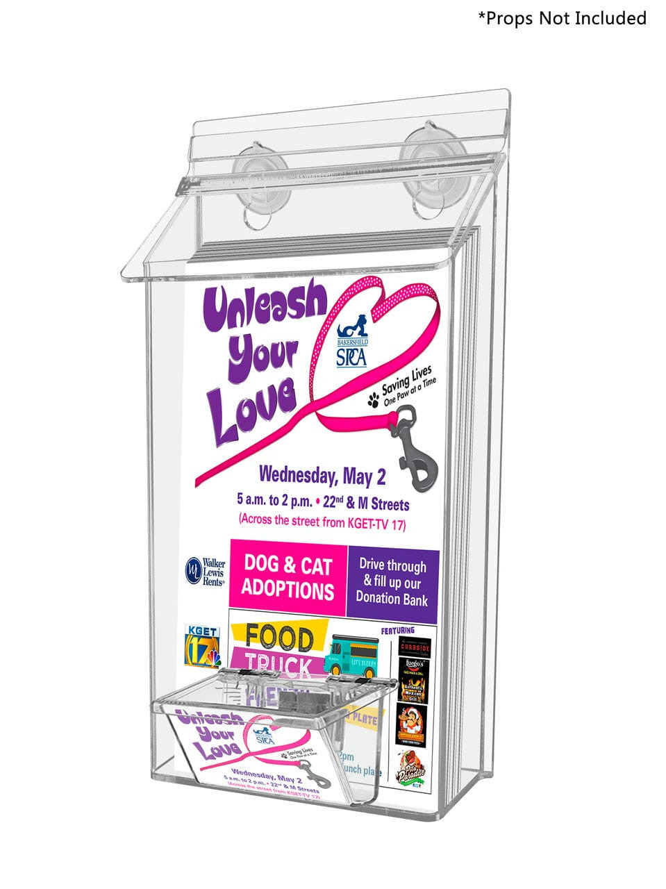 6"W x 10"H Suction Cup Outdoor Booklet Holder with Card Box