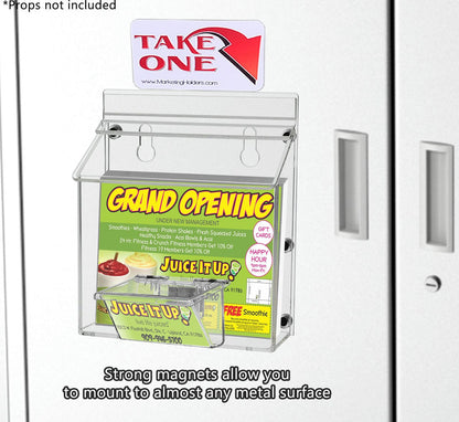 6"W x 4"H Magnetic Outdoor Postcard Brochure Holder with Card Box