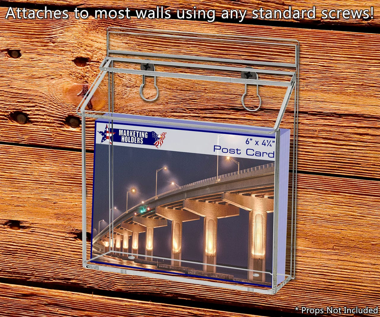 6"W x 4"H Outdoor Postcard Holder Wall Brochure Box with Lid