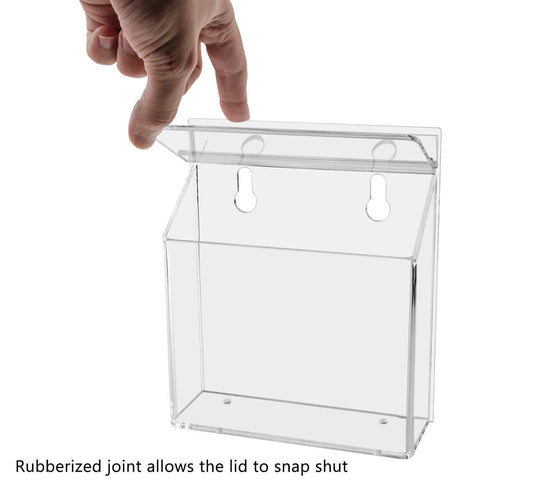 6"W x 4"H Outdoor Postcard Holder Wall Brochure Box with Lid