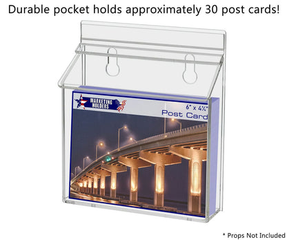 6"W x 4"H Outdoor Postcard Holder Wall Brochure Box with Lid