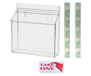 6"W x 4"H Outdoor Postcard Holder Wall Brochure Box with Lid