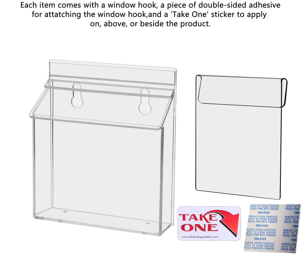 6"W x 4"H Outdoor Window Hook Postcard Holder Brochure Box