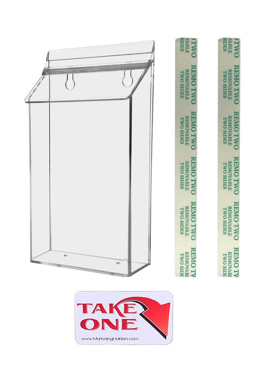 6"W x 9"H Outdoor Bifold Holder Wall Mount Brochure Box with Lid