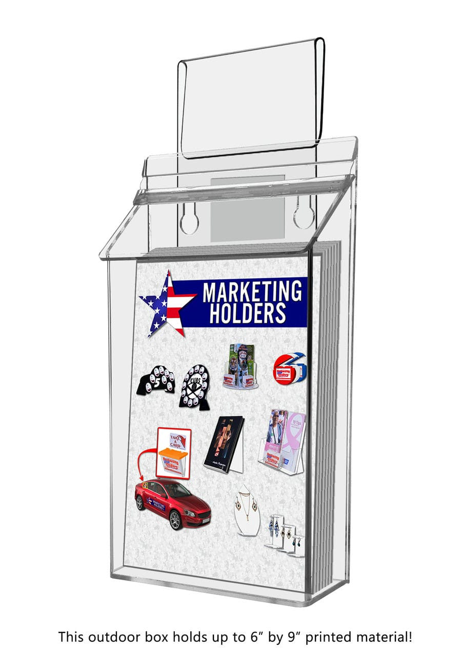 6"W x 9"H Outdoor Window Hook Bifold Holder Brochure Box