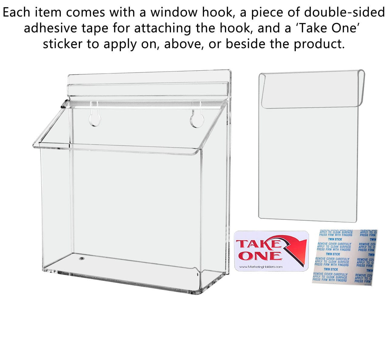 7.5"W x 5.5"H Outdoor Window Hook Postcard Holder Brochure Box