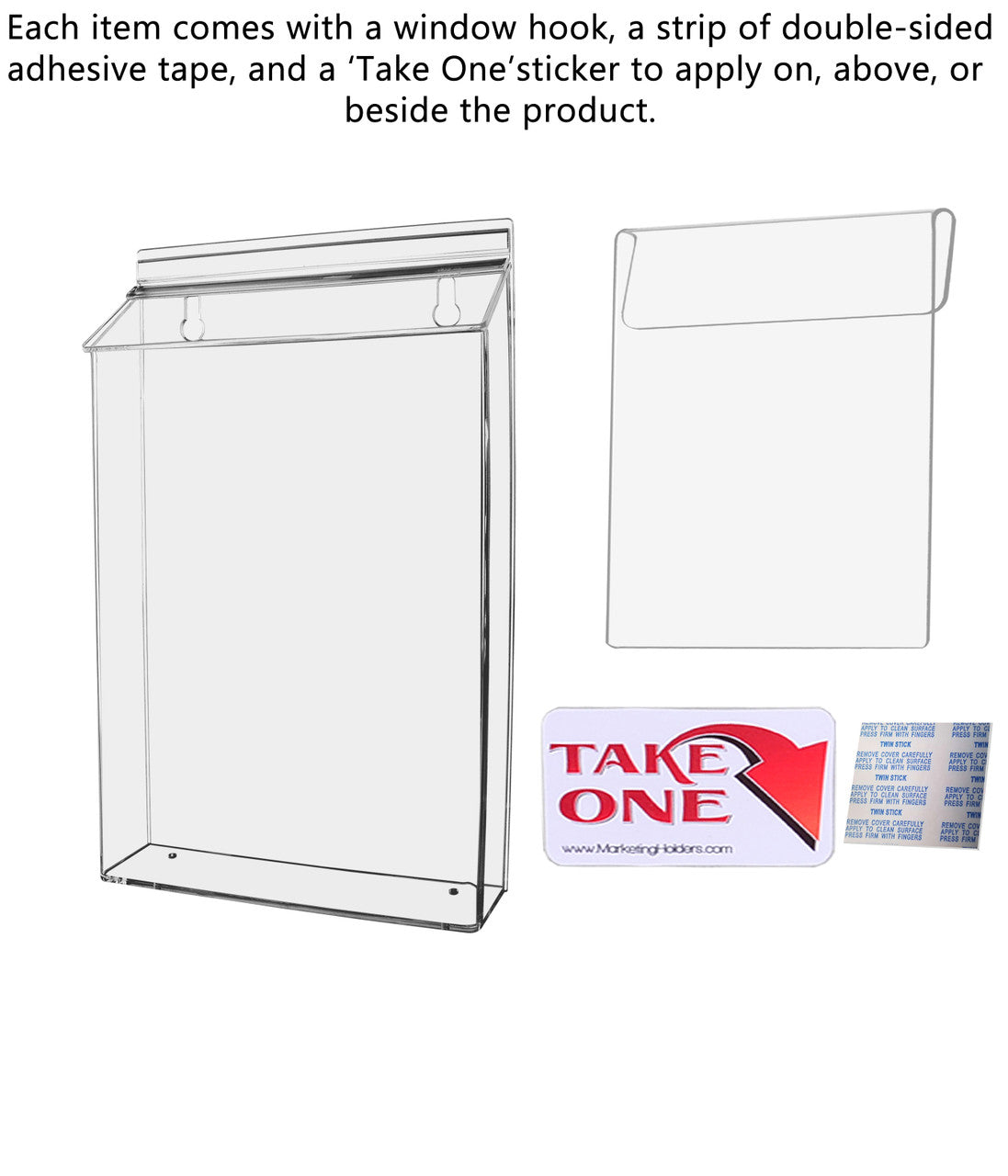 8.5"W x 11"H Outdoor Brochure Holder Window Hook Flyer Box