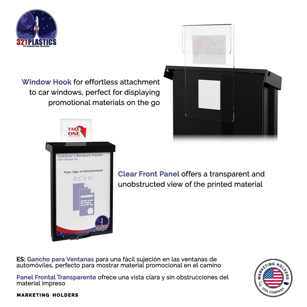 8.5"W x 11"H Outdoor Window Hook Catalog Holder Brochure Box