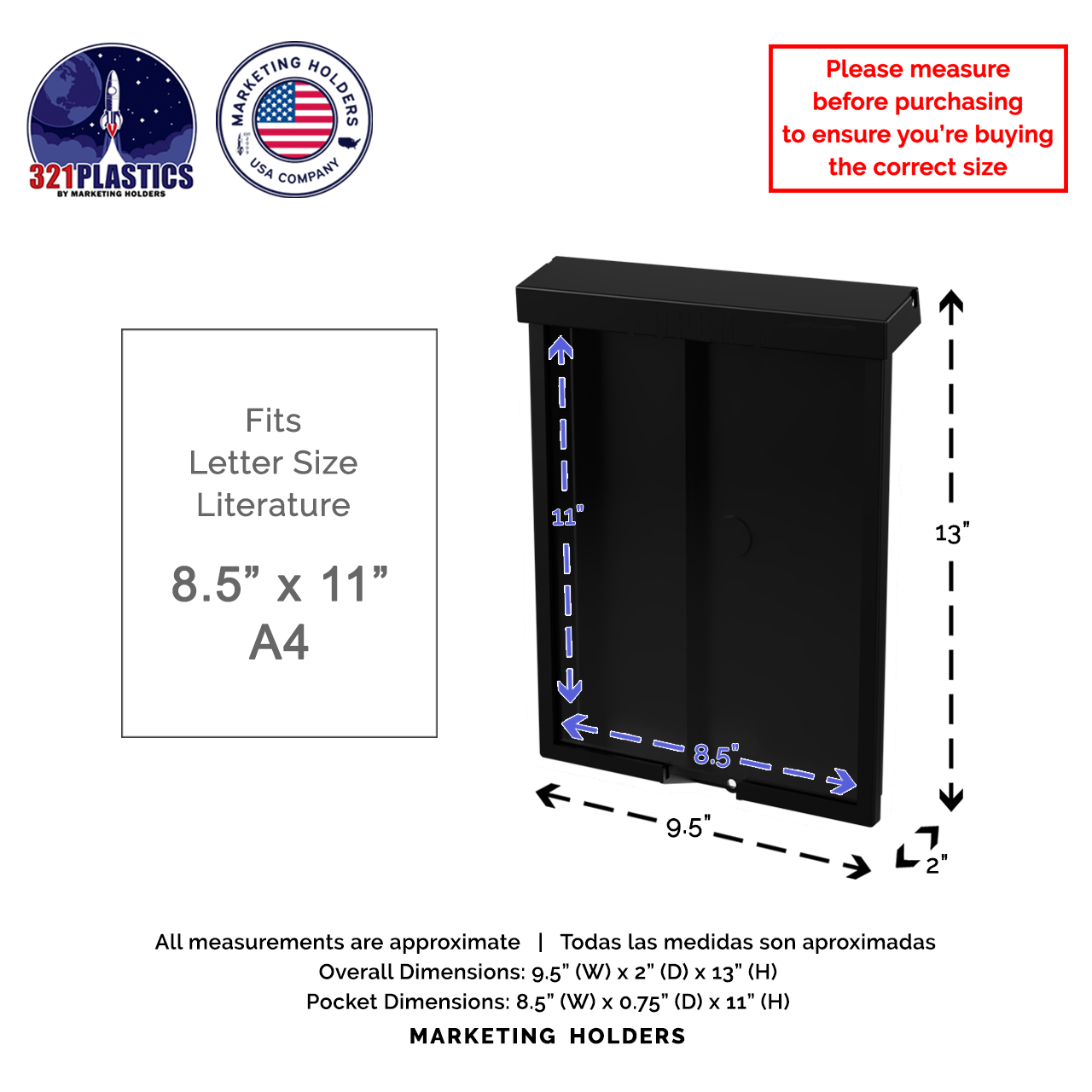 8.5"W x 11"H Outdoor Flyer Holder Wall Mount Brochure Box with Lid