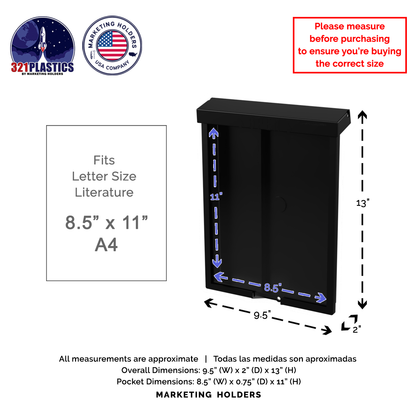 8.5"W x 11"H Outdoor Flyer Holder Wall Mount Brochure Box with Lid