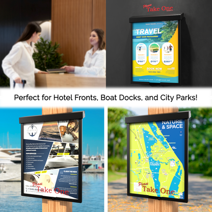 8.5"W x 11"H Outdoor Flyer Holder Wall Mount Brochure Box with Lid