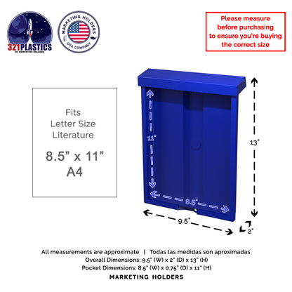 8.5"W x 11"H Outdoor Flyer Holder Wall Mount Brochure Box with Lid